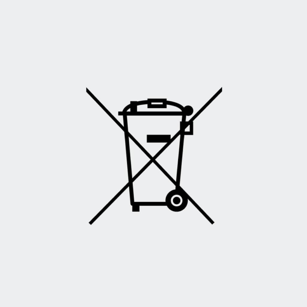 An outline image of a general waste refuge bin with a black cross across the image.